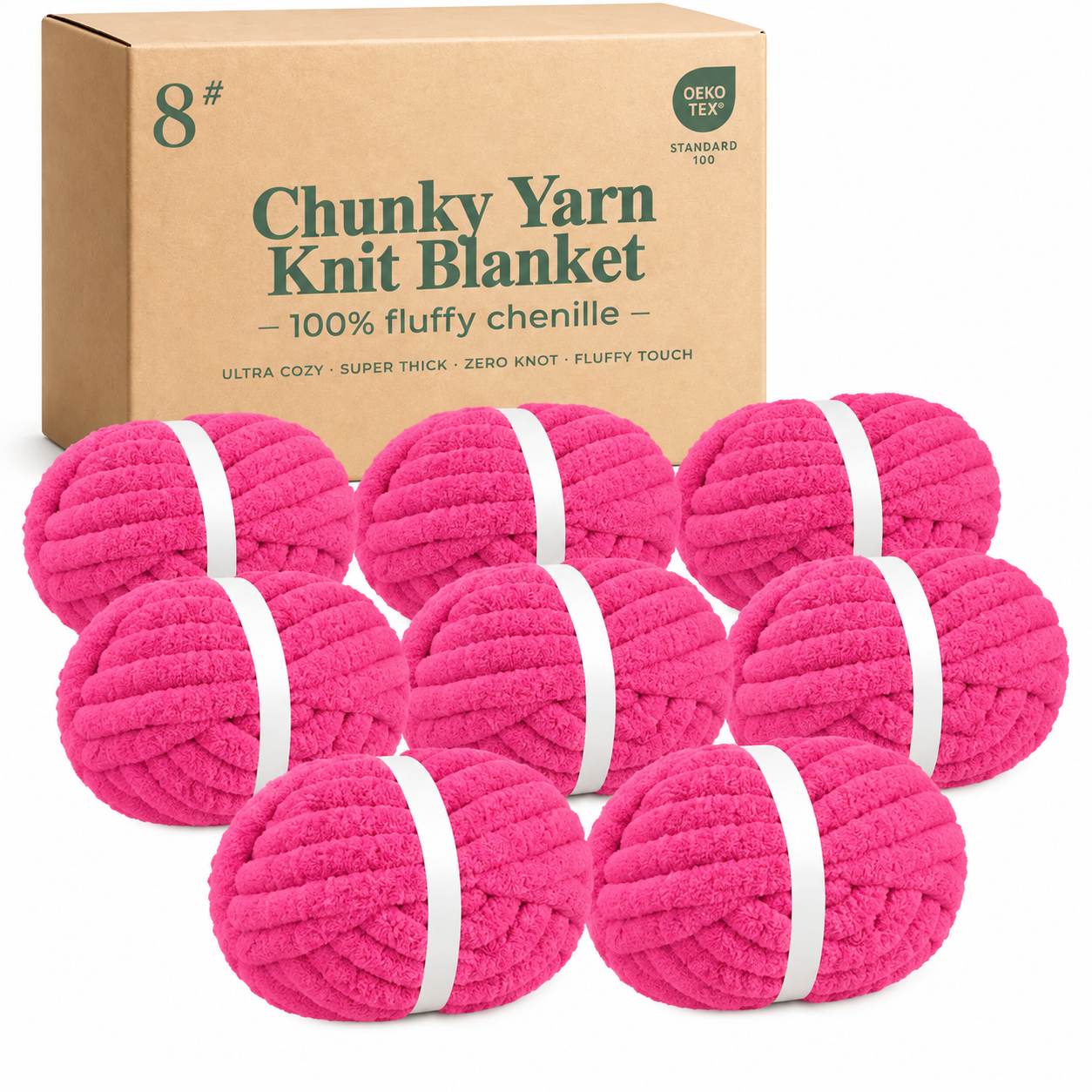 Chunky Yarn Knit Blanket - 100% fluffy chenille