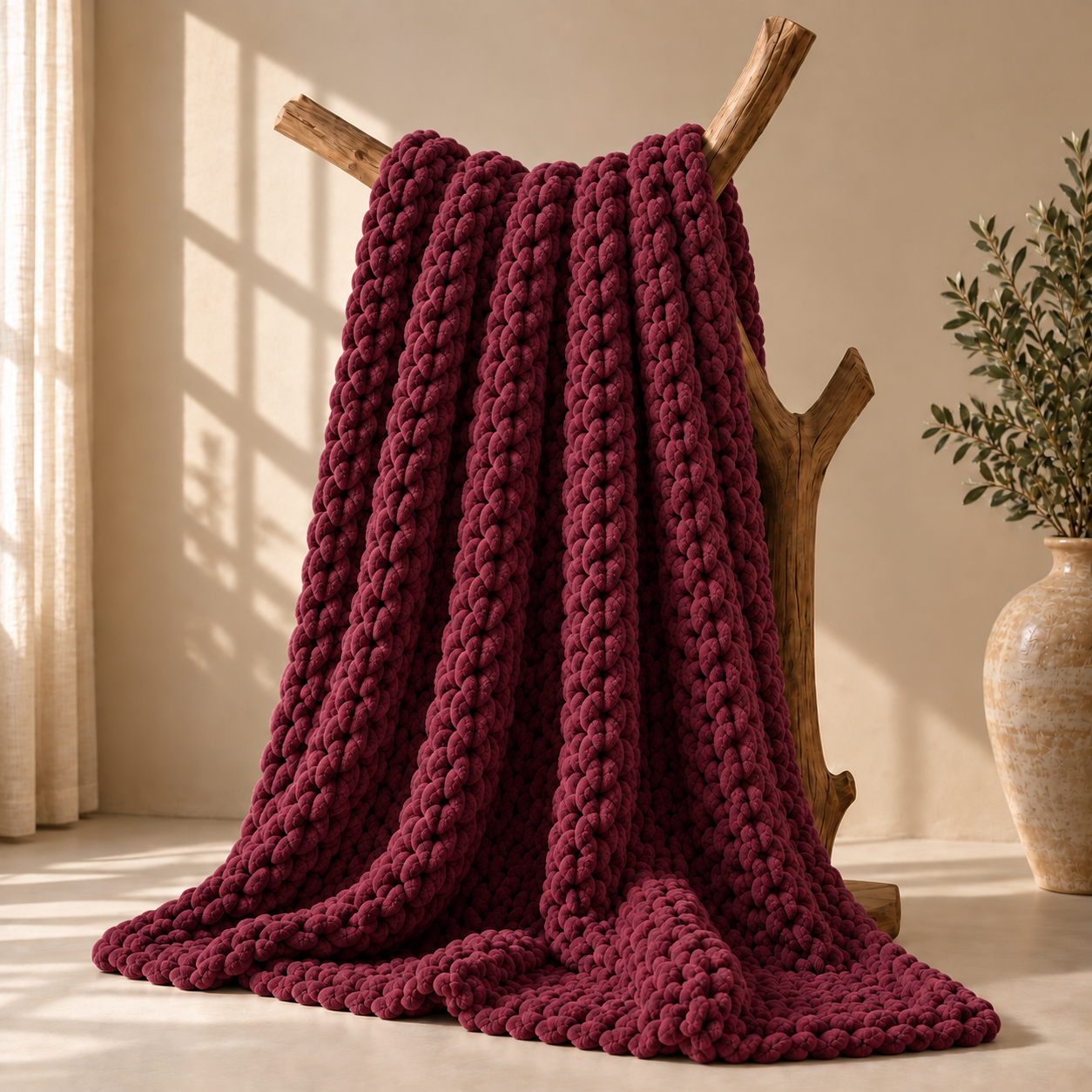 Chunky Yarn Knit Blanket - 100% fluffy chenille