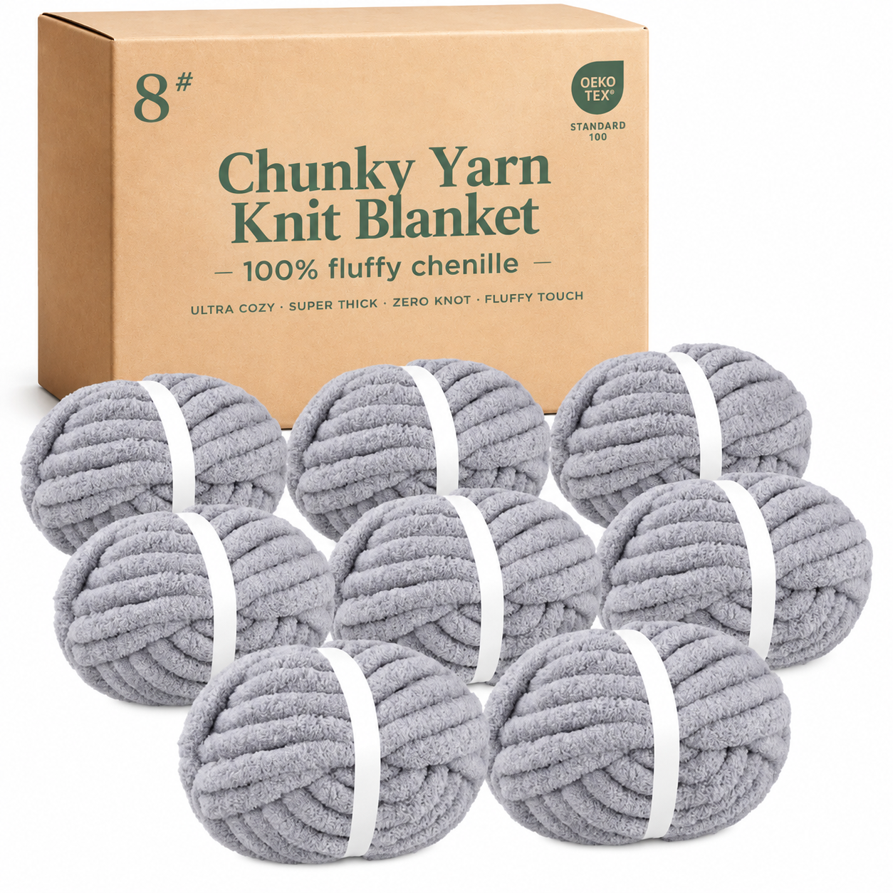 Chunky Yarn Knit Blanket - 100% fluffy chenille